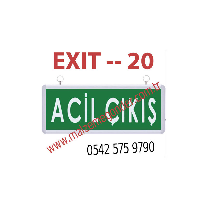 ACİL ÇIKIŞ YAZISI - ÇİFT TARAFLI IŞIKLI EXIT ÇIKIŞ LEVHASI - EXIT 20