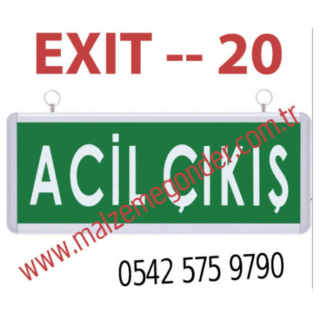 ACİL ÇIKIŞ YAZISI - ÇİFT TARAFLI IŞIKLI EXIT ÇIKIŞ LEVHASI - EXIT 20