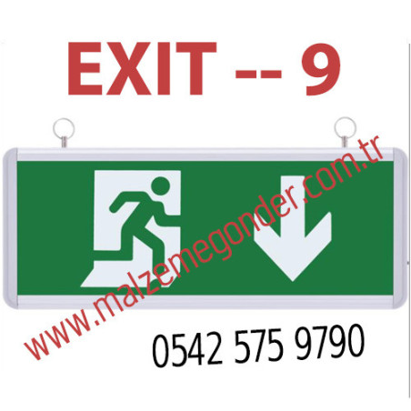 AŞAĞI KOŞAN ADAM - ÇİFT TARAFLI IŞIKLI EXIT ÇIKIŞ LEVHASI - EXIT 9