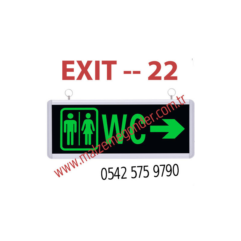 BAY/BAYAN + WC - ÇİFT TARAFLI IŞIKLI EXIT ÇIKIŞ LEVHASI - EXIT 22