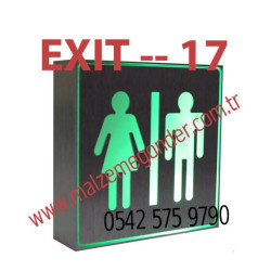 BAY/BAYAN WC - ÇİFT TARAFLI IŞIKLI EXIT ÇIKIŞ LEVHASI - EXIT 17