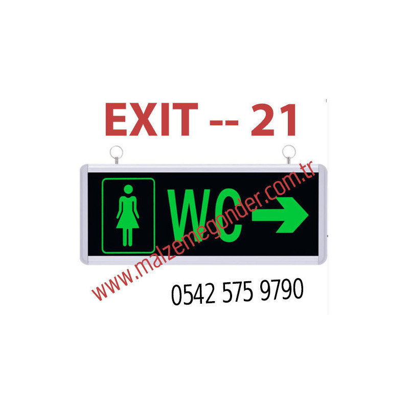 BAYAN/KADIN WC - ÇİFT TARAFLI IŞIKLI EXIT ÇIKIŞ LEVHASI - EXIT 21