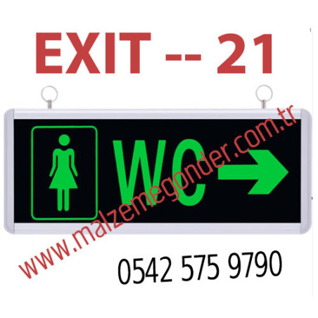 BAYAN/KADIN WC - ÇİFT TARAFLI IŞIKLI EXIT ÇIKIŞ LEVHASI - EXIT 21