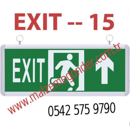 EXIT+YUKARIKOŞAN ADAM - ÇİFT TARAFLI IŞIKLI EXIT ÇIKIŞ LEVHASI - EXIT 15