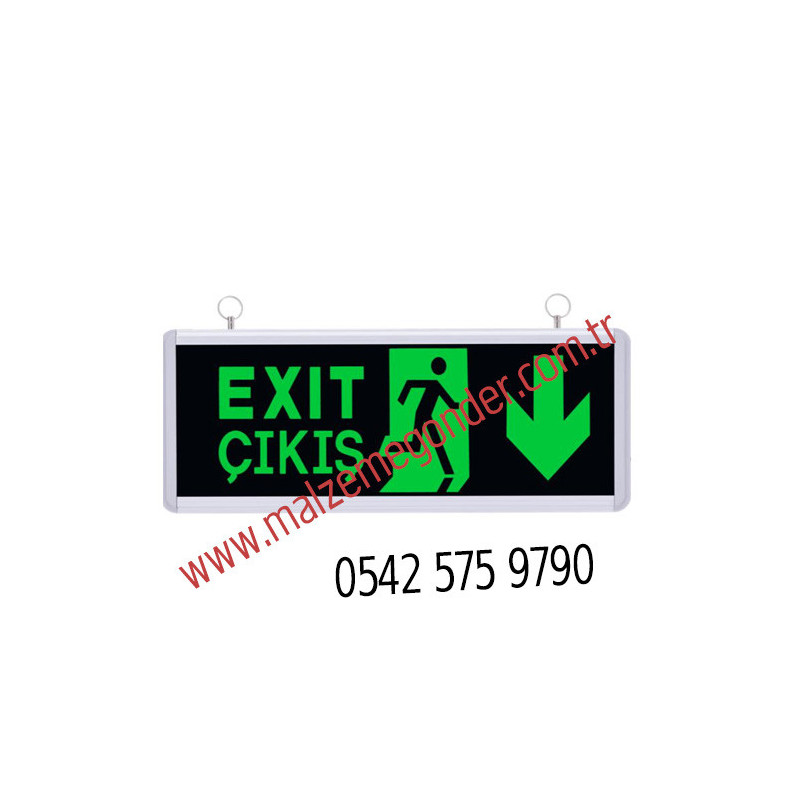 KAPI AŞAĞI YÖN - ÇİFT YÖNLÜ IŞIKLI EXIT ÇIKIŞ LEVHASI - EXIT 1