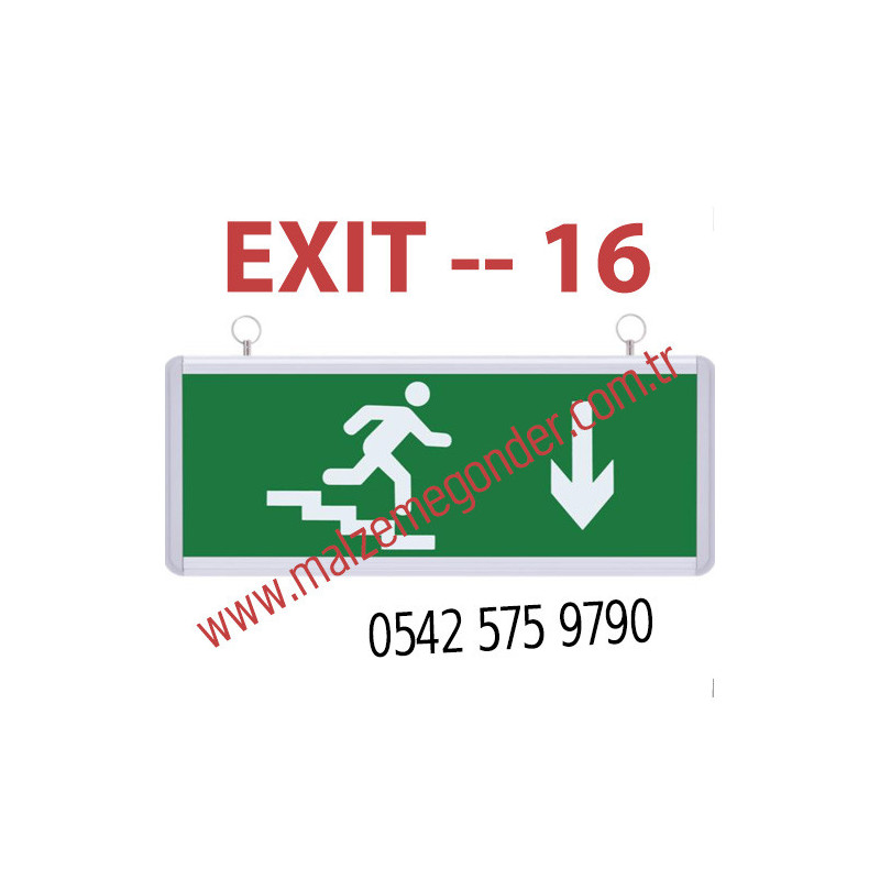 MEDİVEN AŞAĞI KOŞAN ADAM - ÇİFT TARAFLI IŞIKLI EXIT ÇIKIŞ LEVHASI - EXIT 16