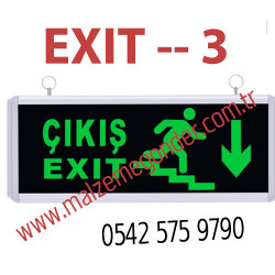 MERDİVEN AŞAĞI KOŞAN ADAM - ÇİFT YÖNLÜ IŞIKLI EXIT ÇIKIŞ LEVHASI - EXIT 3