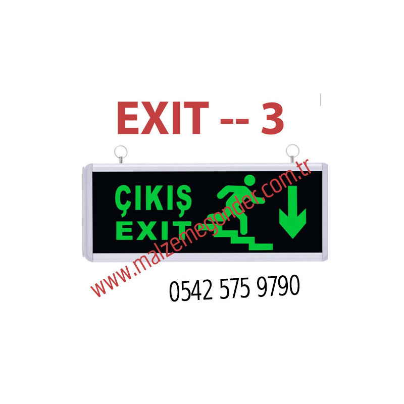MERDİVEN AŞAĞI KOŞAN ADAM - ÇİFT YÖNLÜ IŞIKLI EXIT ÇIKIŞ LEVHASI - EXIT 3