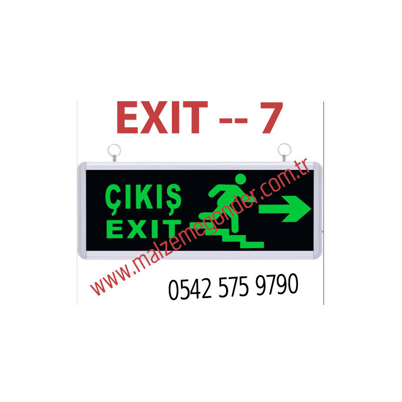 MERDİVEN SAĞA KOŞAN ADAM - ÇİFT TARAFLI IŞIKLI EXIT ÇIKIŞ LEVHASI - EXIT 7