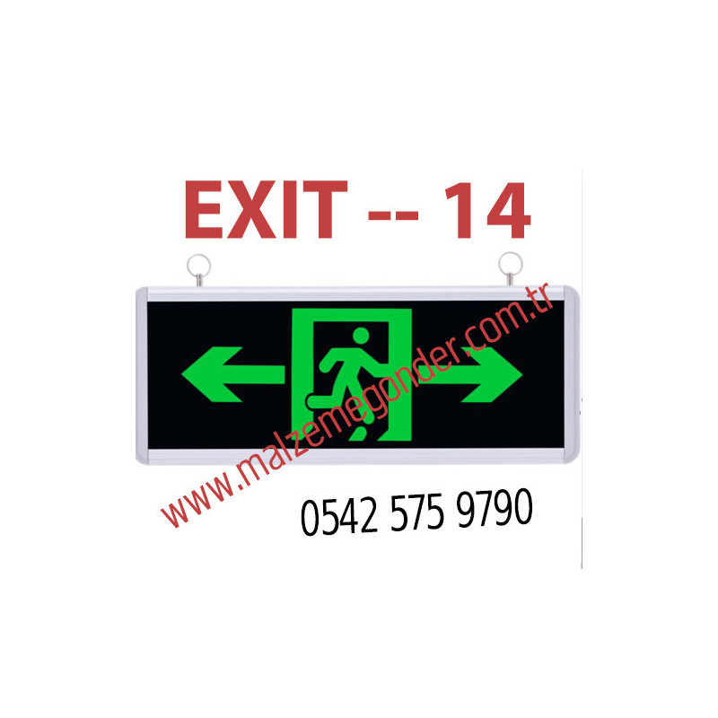 SAĞA+SOLA KOŞAN ADAM - ÇİFT TARAFLI IŞIKLI EXIT ÇIKIŞ LEVHASI - EXIT 14