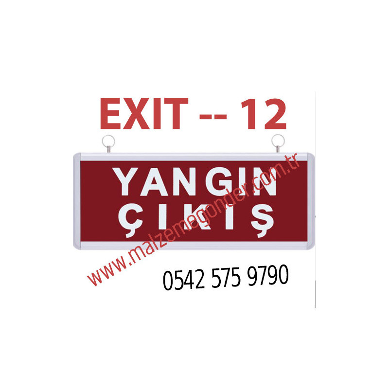 YANGIN ÇIKIŞ - ÇİFT TARAFLI IŞIKLI EXIT ÇIKIŞ LEVHASI - EXIT 12