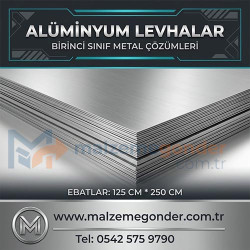 ALÜMİNYUM LEVHA - 125 CM X 250 CM
