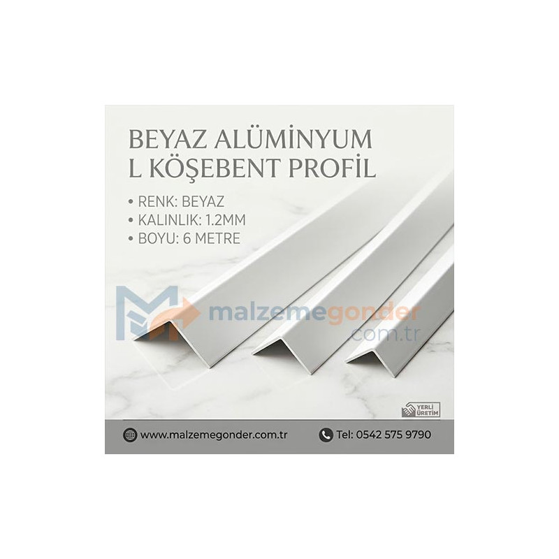 BEYAZ L KÖŞEBENT ALÜMİNYUM 1.2MM KALINLIK