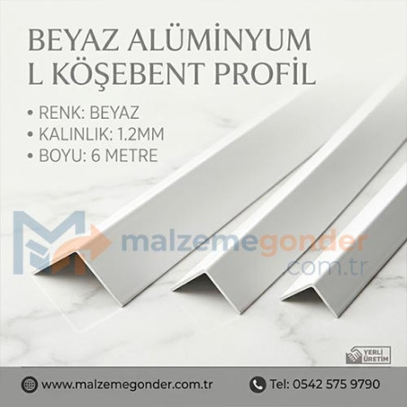 BEYAZ L KÖŞEBENT ALÜMİNYUM 1.2MM KALINLIK