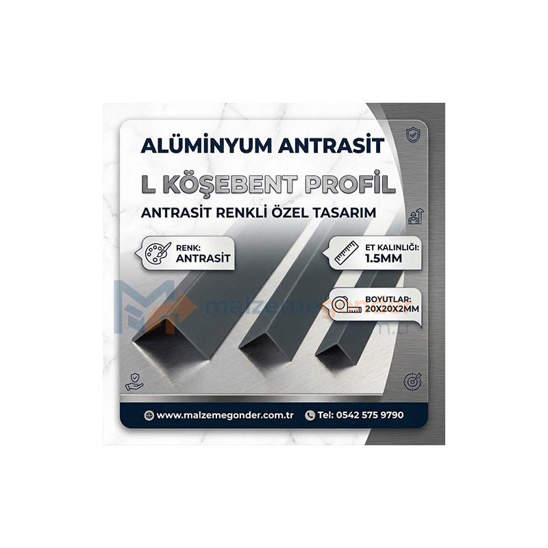 ANTRASİT L KÖŞEBENT ALÜMİNYUM 1.2MM KALINLIK