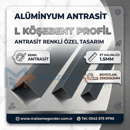 ANTRASİT L KÖŞEBENT ALÜMİNYUM 1.2MM KALINLIK
