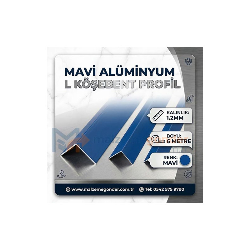 MAVİ L KÖŞEBENT ALÜMİNYUM 1.2MM KALINLIK