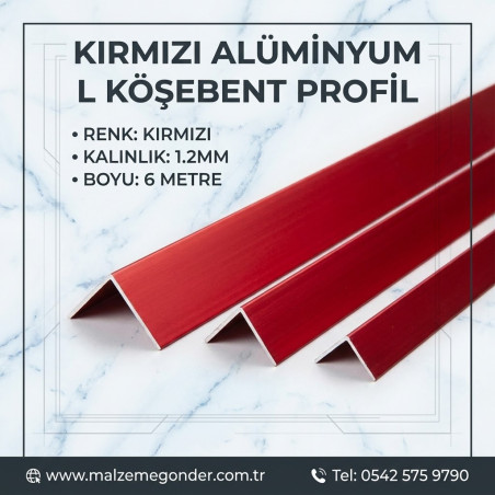 KIRMIZI L KÖŞEBENT ALÜMİNYUM 1.2MM KALINLIK