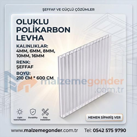 ŞEFFAF OLUKLU POLİKRBON - 2 DUVAR
