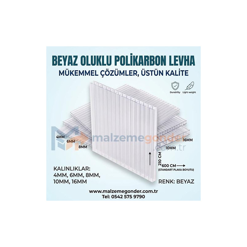 BEYAZ OLUKLU POLİKRBON - 2 DUVAR