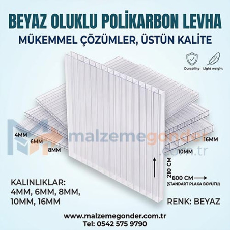 BEYAZ OLUKLU POLİKRBON - 2 DUVAR