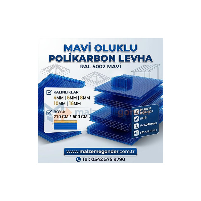 MAVİ OLUKLU POLİKRBON - 2 DUVAR