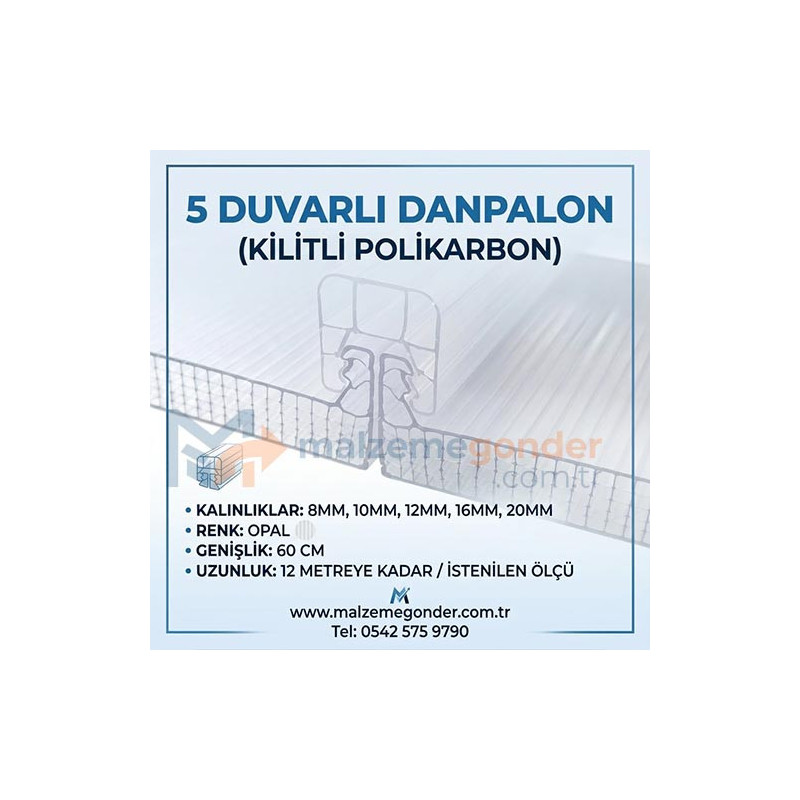 OPAL BEYAZ - 5  DUVAR DANPALON (KİLİTLİ POLİKARBON)