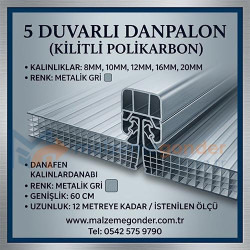 METALİK GRİ - 5  DUVAR DANPALON (KİLİTLİ POLİKARBON)