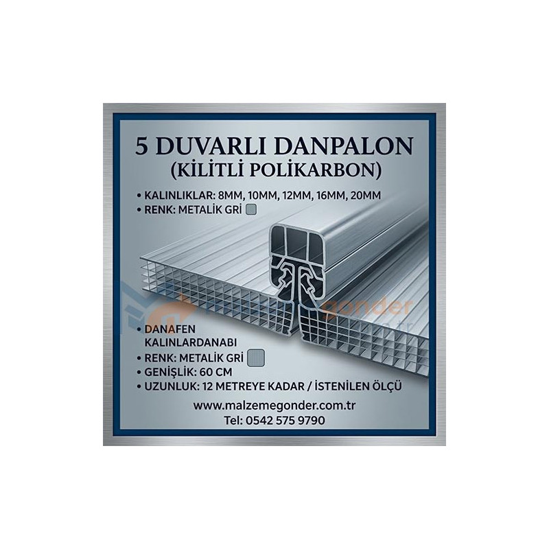 METALİK GRİ - 5  DUVAR DANPALON (KİLİTLİ POLİKARBON)