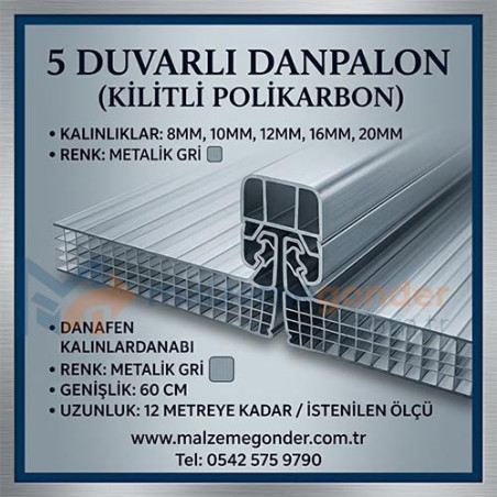 METALİK GRİ - 5  DUVAR DANPALON (KİLİTLİ POLİKARBON)