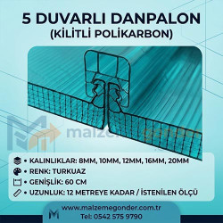 TURKUAZ - 5  DUVAR DANPALON (KİLİTLİ POLİKARBON)