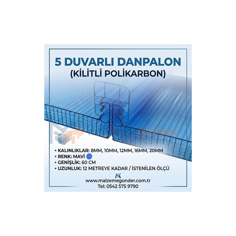 MAVİ - 5  DUVAR DANPALON (KİLİTLİ POLİKARBON)