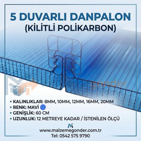 MAVİ - 5  DUVAR DANPALON (KİLİTLİ POLİKARBON)