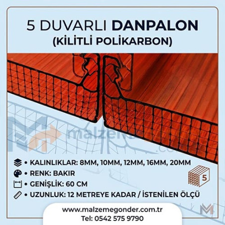 BAKIR - 5  DUVAR DANPALON (KİLİTLİ POLİKARBON)