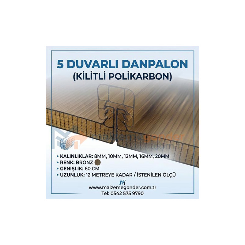 BRONZ - 5  DUVAR DANPALON (KİLİTLİ POLİKARBON)