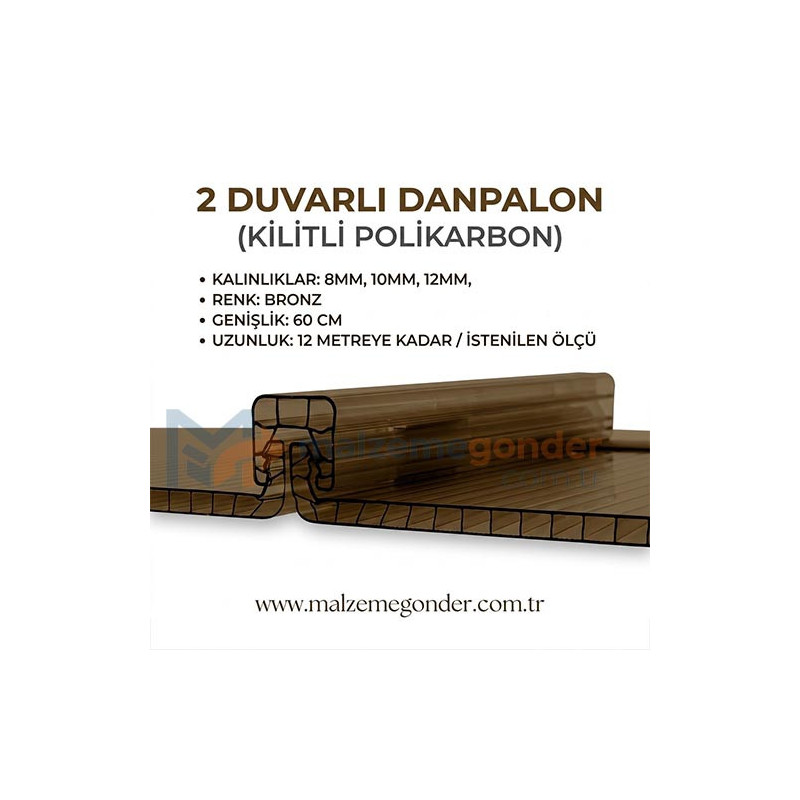 BRONZ - 2 DUVAR DANPALON (KİLİTLİ POLİKARBON)