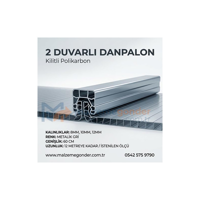METALİK GRİ - 2 DUVAR DANPALON (KİLİTLİ POLİKARBON)