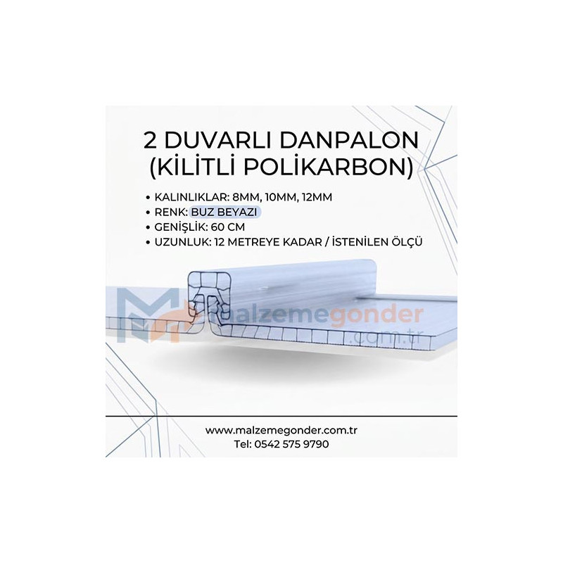 BUZ BEYAZ - 2 DUVAR DANPALON (KİLİTLİ POLİKARBON)