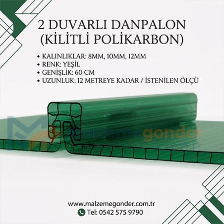 YEŞİL - 2 DUVAR DANPALON (KİLİTLİ POLİKARBON)