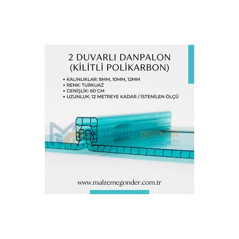 TURKUAZ - 2 DUVAR DANPALON (KİLİTLİ POLİKARBON)