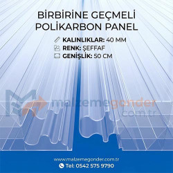 ŞEFFAF - BİRBİRİNE GEÇMELİ POLİKARBON LEVHA - 50MM