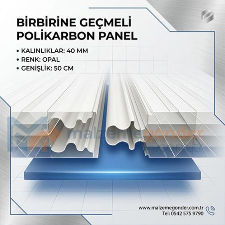 OPAL BEYAZ - BİRBİRİNE GEÇMELİ POLİKARBON LEVHA - 50MM