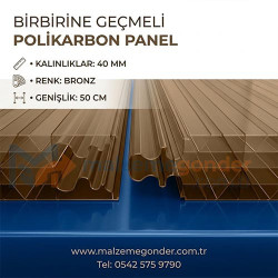 BRONZ - BİRBİRİNE GEÇMELİ POLİKARBON LEVHA - 50MM