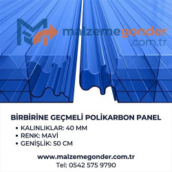 MAVİ - BİRBİRİNE GEÇMELİ POLİKARBON LEVHA - 50MM