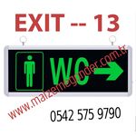 ERKEK/BAY WC  - ÇİFT TARAFLI IŞIKLI EXIT ÇIKIŞ LEVHASI - EXIT 13