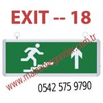 YUKATI YÖN KOŞAN ADAM - ÇİFT TARAFLI IŞIKLI EXIT ÇIKIŞ LEVHASI - EXIT 18