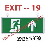 YUKARI OK + KOŞAN ADAM - ÇİFT TARAFLI IŞIKLI EXIT ÇIKIŞ LEVHASI - EXIT 19