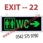 BAY/BAYAN + WC - ÇİFT TARAFLI IŞIKLI EXIT ÇIKIŞ LEVHASI - EXIT 22