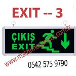 MERDİVEN AŞAĞI KOŞAN ADAM - IŞIKLI EXIT ÇIKIŞ LEVHASI - EXIT 3