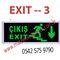 MERDİVEN AŞAĞI KOŞAN ADAM - IŞIKLI EXIT ÇIKIŞ LEVHASI - EXIT 3
